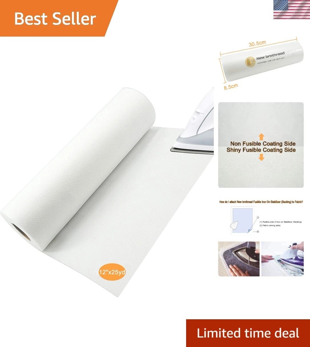 Versatile Iron-On No Show Mesh Stabilizer Roll - 12" x 25 Yd