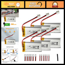 800mAh Li-Polymer Rechargeable Battery 3.7V - 6Pack with JST Connectors for Repl