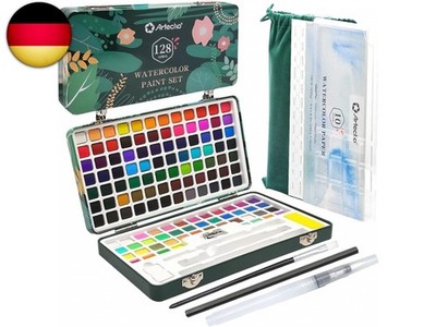 Artecho Aquarellfarben Set 128 Farben in Tragbarer Box, Aquarellmaler-Set für 