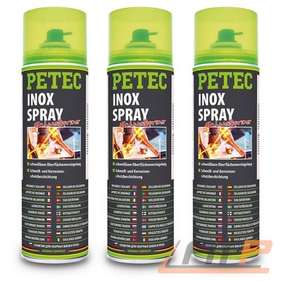 PETEC 3x 500 ml INOX SPRAY KORROSION SCHUTZ SCHWEISSPUNKT VERSIEGELUNG DOSE