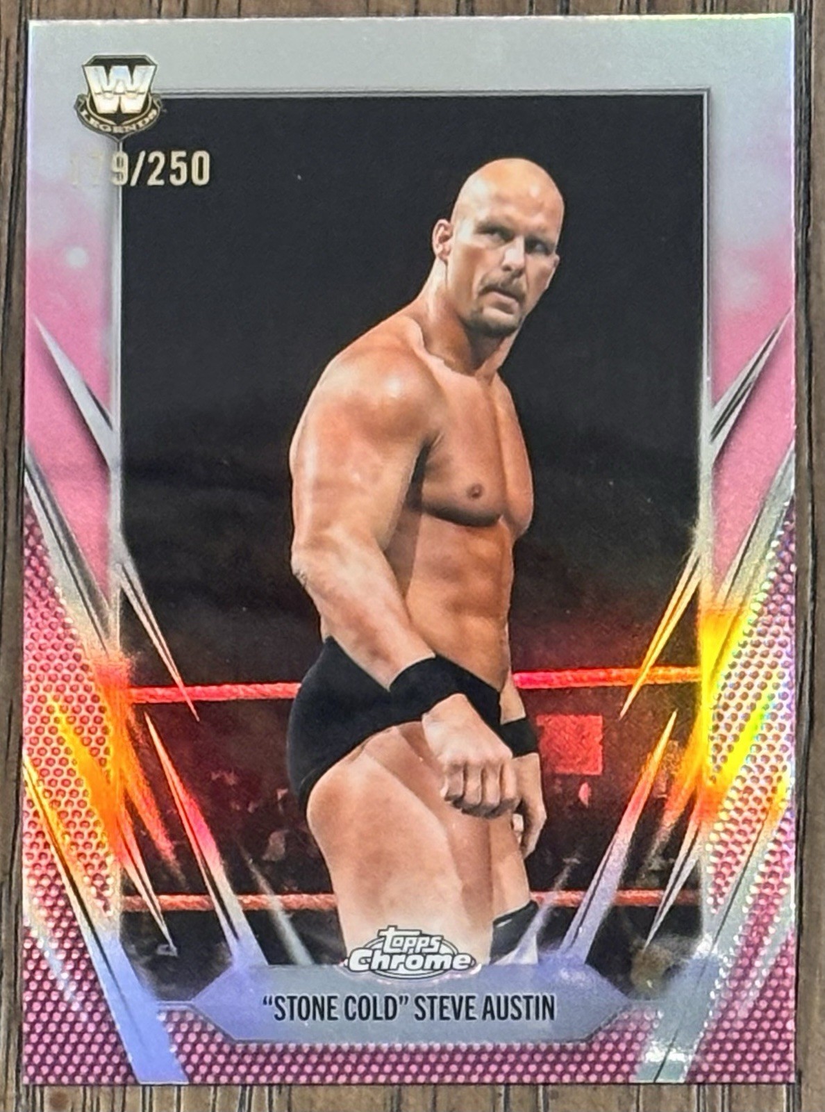 Stone Cold Steve Austin WWE 2026 Topps Chrome Pink Refractor Card /250 #7
