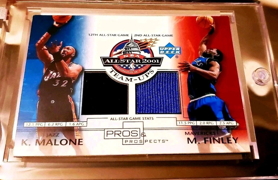 2001-02 UD Pros & Prospects Karl Malone / Michael Finley JERSEY PATCH EXQUISITE! - Image 4 of 4