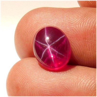 Natural Red Ruby Star 6 Rays Oval Cabochon Loose Gemstone 03.90Cts.