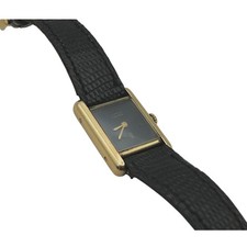 Cartier Paris Tank Vermeil 925 Silver Gold Plated 20M Black Dial No Sapphire Cro 4