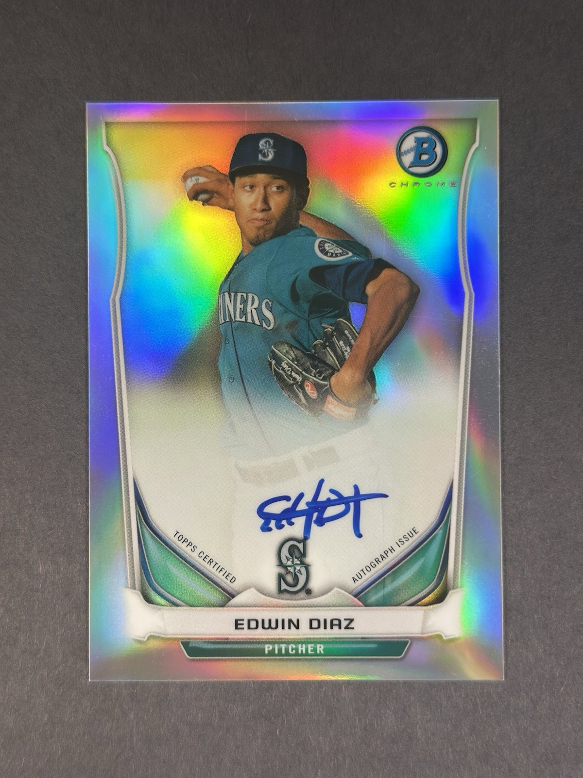 Edwin Diaz 2014 Bowman Chrome REFRACTOR Auto 1st Rookie #’d 462/500 Dodgers