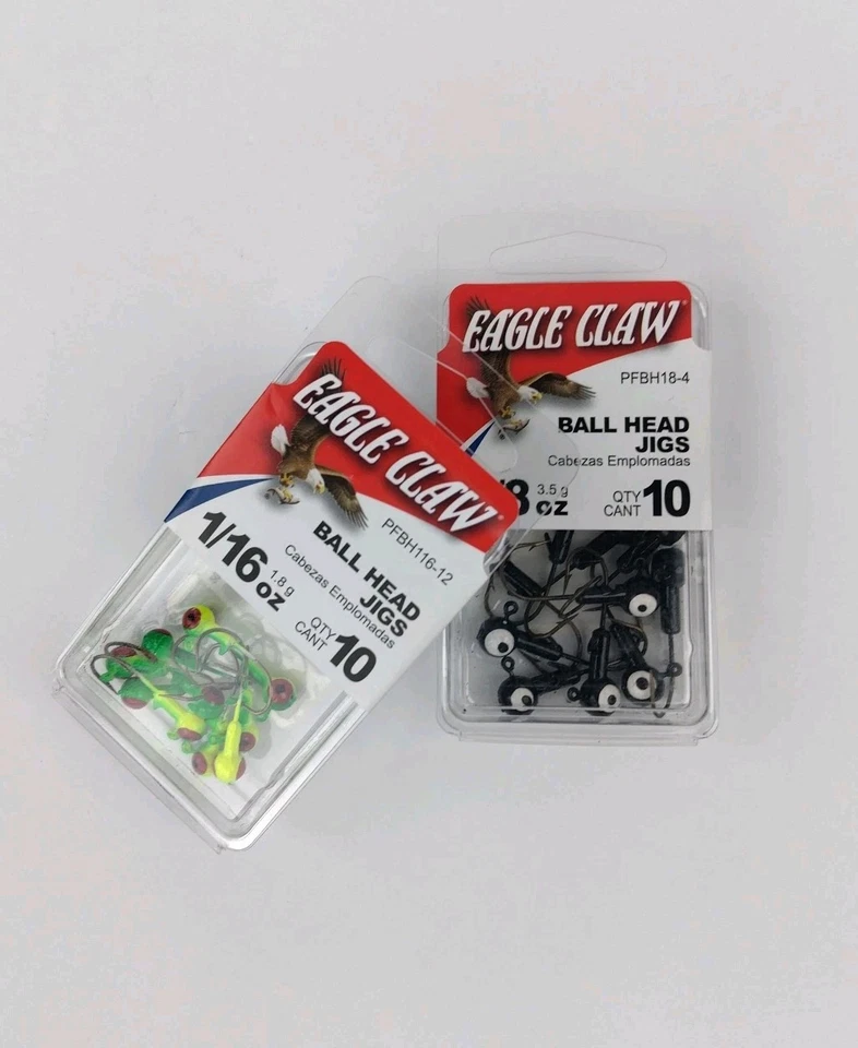 Plantillas de cabeza de bola con garra de águila negra y roja para pesca 2 piezas Foto 2 de 4