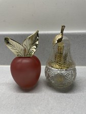 Vintage Avon Apple and Pear empty Cologne Bottles (apple lid slightly damaged)
