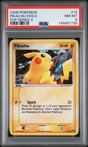 2006 POKEMON POP SER 4 #13 PIKACHU-HOLO PSA 8