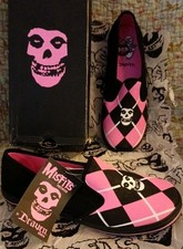 DRAVEN Misfits Slip On Shoe Size 4.5 UK Fiend Argyle Pink & Black Vegan 