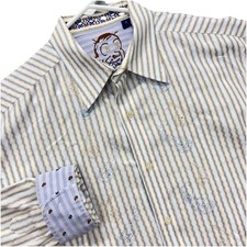ROBERT GRAHAM Shirt Mens XL Jacquard Embroidered Paisley Textured Multicolor