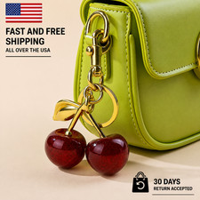 Red Cherry Pendant Keychain Cute Bag Charm Car Keyring Jewelry Gift