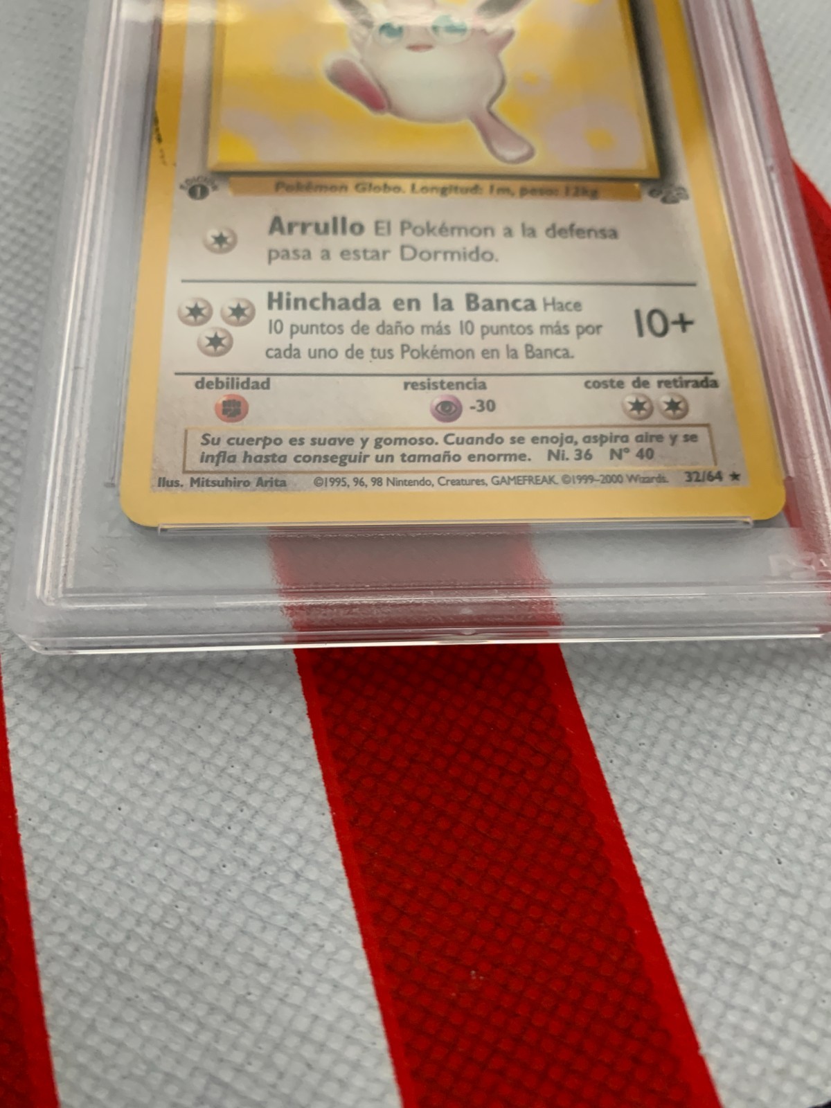 PSA 2000 P.M. Spanish Jungle, WIGGLYTUFF, Stage 1, 1st EDITION #32 Clean Card view 6
