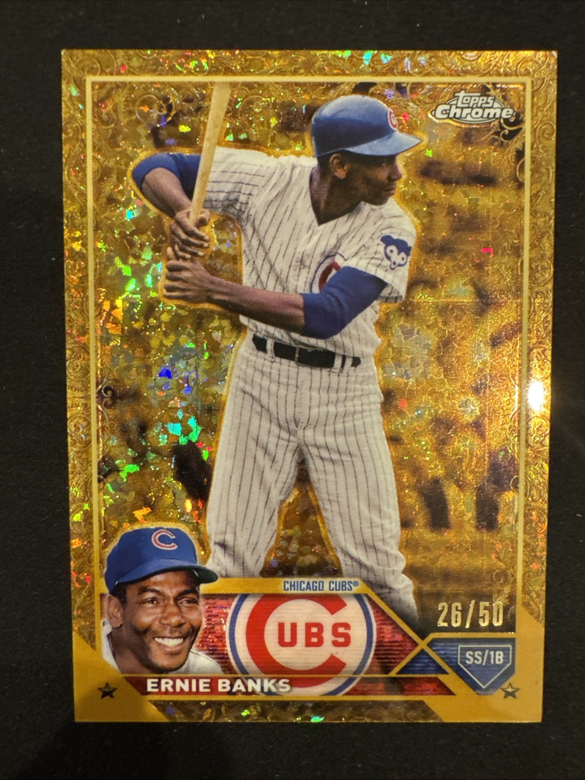 2023 Topps Gilded Collection Ernie Banks Mini Diamond Gold #26/50