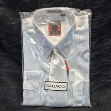 Men's Fashion Shiny Satin Dress Shirt With Tie  Handkerchief White Large 16/16 