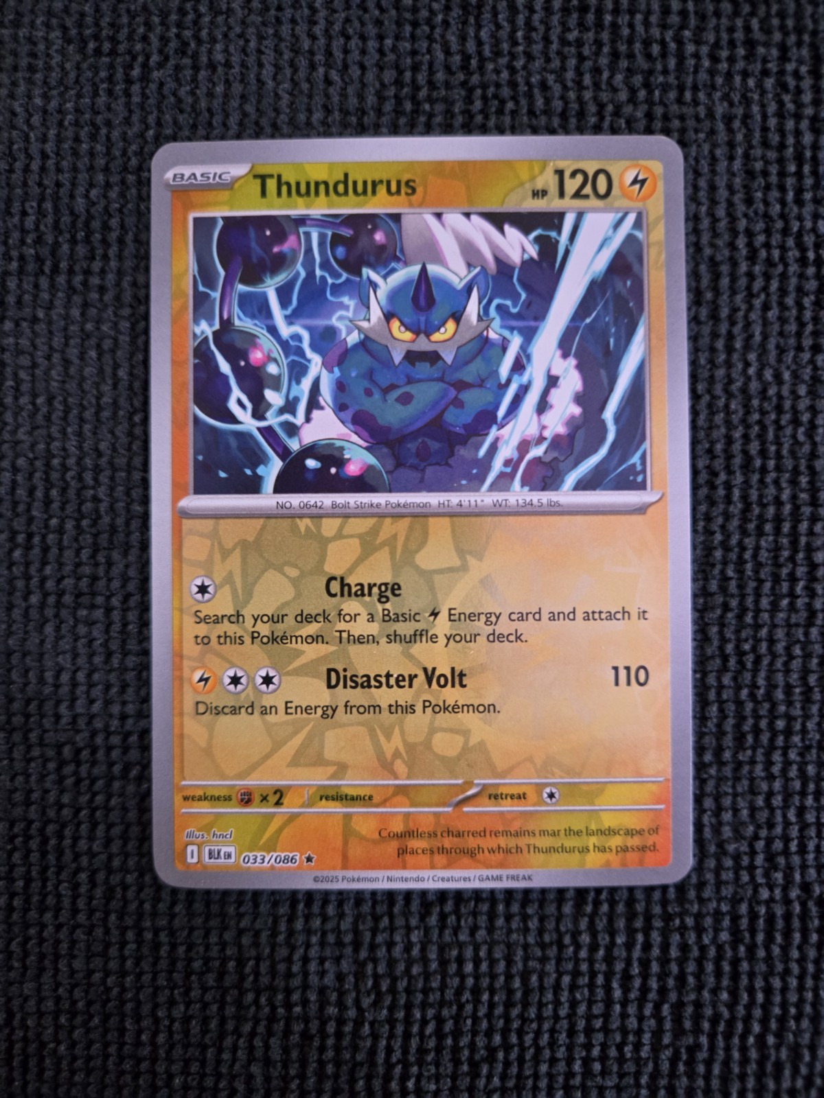 Thundurus 033/086 Reverse Holo Rare Black Bolt Pokemon TCG NM