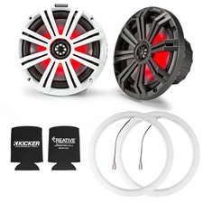 Speaker Package - Pair of Kicker 45KM84L 8" Marine Coax with pair of 8" Led Ligh