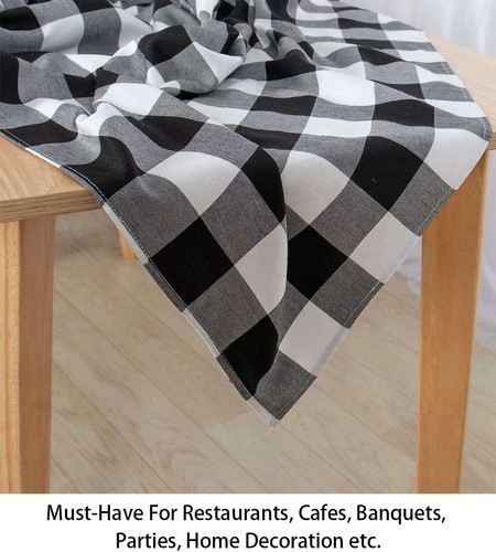 ShinyBeauty Checked Square 54" x (Square), Black & White - Picture 4 of 6