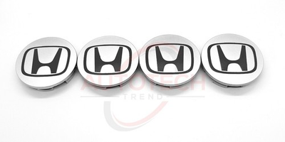 #ad #ad Silver Black HONDA Set Of 4 Wheel Center Caps 69MM $26.36