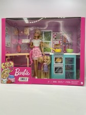 Barbie Sisters Baking Play Set with Barbie, Chelsea, Kitchen Pieces Dining Set