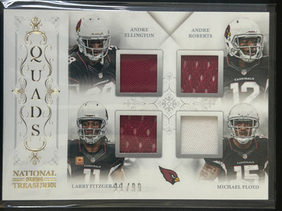 Larry Fitzgerald 2013 National Treasure Quad Patch Arizona 11/99 Jersey #