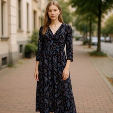Express Maxi Dress Women Size 10 Blue Paisley Bell Sleeve Fit And Flare