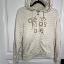 Y2K Aeropostale Full Zip Logo Sherpa Fleece Hoodie Juniors Size:L 19  PTP 24"L