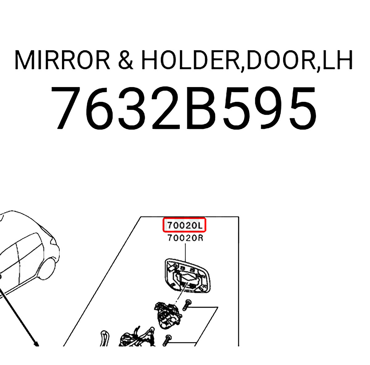 LH Side Mirror Len 7632B595 For Mitsubishi Attrage Mirage Sedan