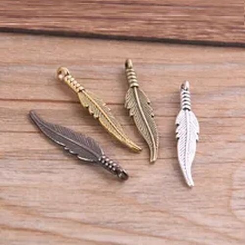 30 pezzi ciondoli piuma 6x31 mm ciondolo stile antico ciondolo creazione gioielli ciondoli - Foto 2 di 19