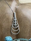VTG LARGE MODERNIST Sterling Silver Ring Link Pendant Unique w Necklace 💙