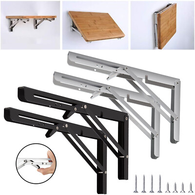 2PCS Stainless Steel Folding Table Bracket Shelf Bench Heavy Duty Hinge 8''-20''