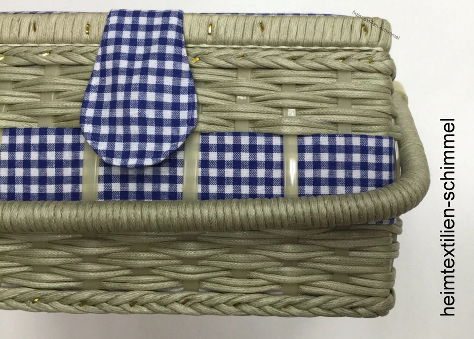 PRYM Nähkorb Nähkörbchen Nähkasten Nähbox Nähkästchen Landhaus blau karie 612253 - Bild 2 von 3