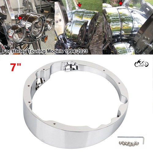 7" Chrome Raked Headlight Bezel For Harley Electra Street Road Glide King FLHTCU - Picture 2 of 15