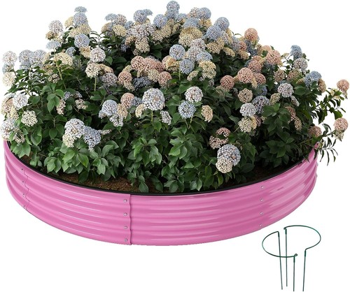 Pink Round Raised Garden Bed Kit - 3x3ft Galvanized Metal Planter for Outdoors - Picture 3 of 9