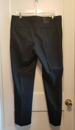 Pantalón de traje recto ajustado a rayas BR Factory Ryan Lurex, negro/plateado talla 12, nuevo con etiquetas - Imagen 8 de 12