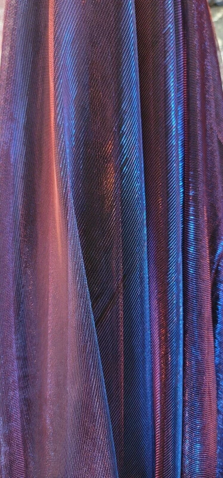 Iridescent Mesh Stretch Fabric by the Yard - Two Tone Blue and Red - Image 3 of 4