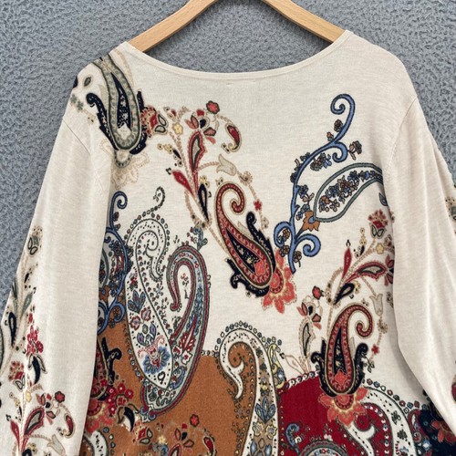 Chicos Pullover Damen 2 US Large beige bunt Paisley Stretch Alltagspullover - Bild 4 von 11