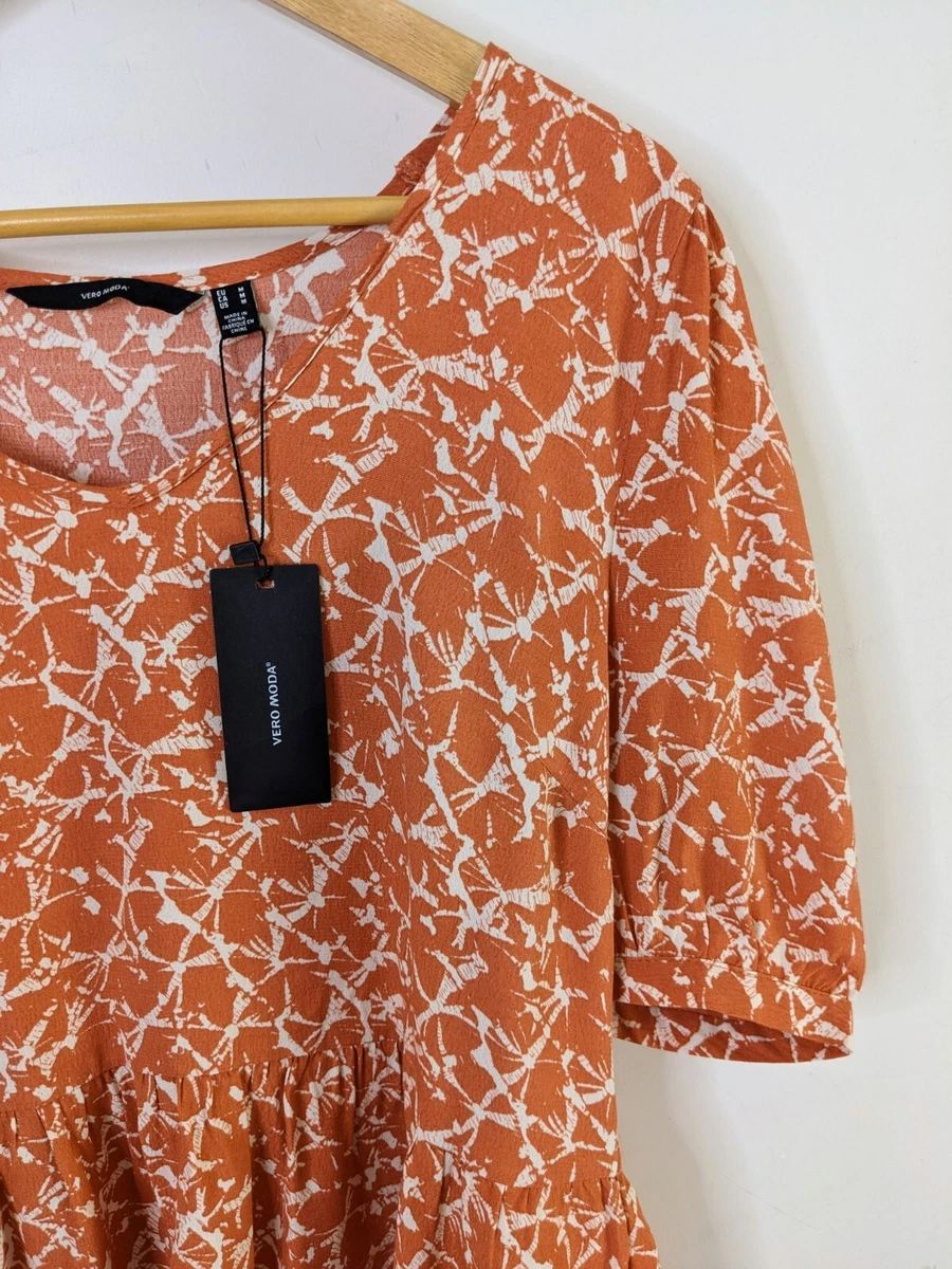 Vero Moda Womens Top Size M Peplum Hem Short Sleeve Shirt Blouse NEW BNWT