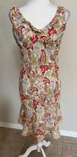 CAbi womens 4 boho sleeveless paisley floral #302 flounce hem dress ruffles