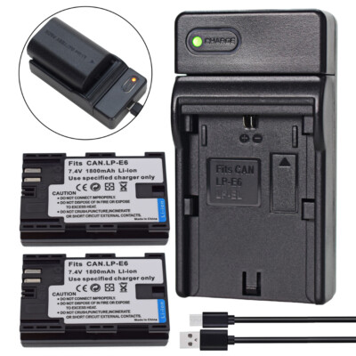 2x Battery +USB CHARGER for Canon LP-E6 LP-E6N LC-E6E & EOS 5D  Mark II Mark IV