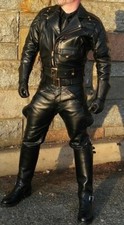 Men's Real Leather Breeches / Jodhpurs Style Pants Black Leather Breeches 
