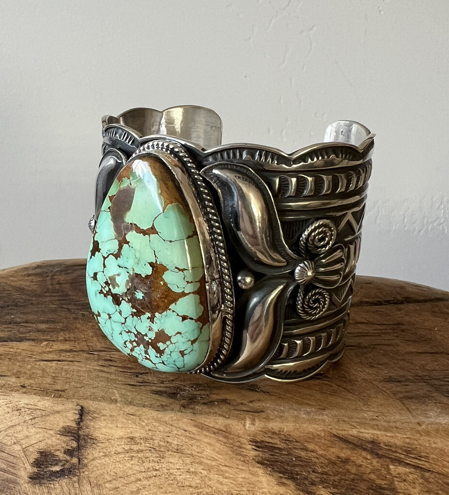 Navajo Andy Cadman Royston Turquoise & Sterling Cuff ~Signed