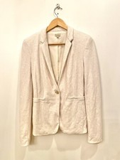 CREMIEUX Women  s Cream Blazer Jacket Padded Shoulder 1 Button Size Small F11