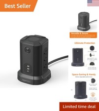 Compact Power Strip Tower Surge Protector - 9 AC Outlets, USB-C, USB-A Ports