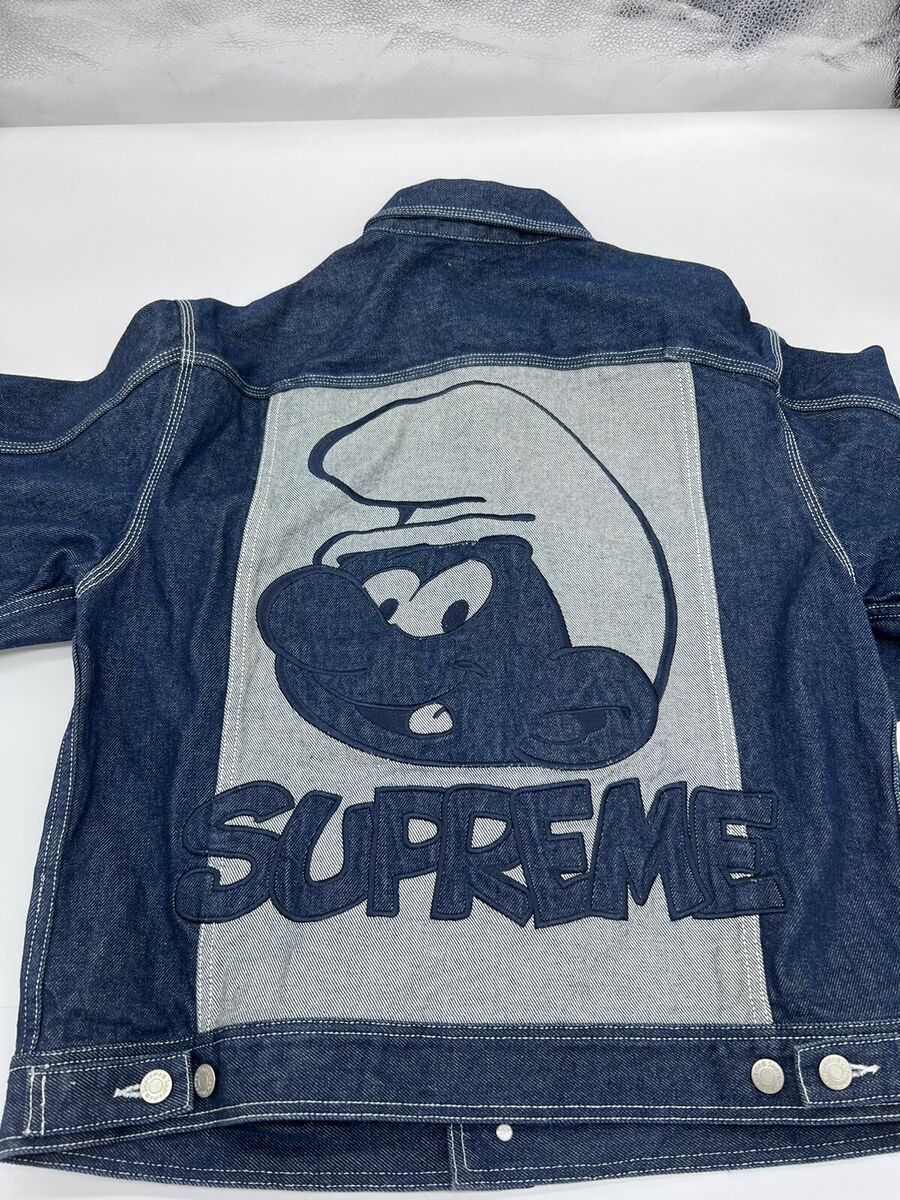SUPREME SMURF Denim Trucker Jacket Blue Size Medium IN HAND SUPREME SMURF Denim Trucker Jacket Blue Size Medium IN HAND