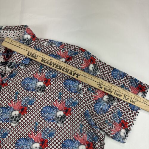 Luchiano Visconti Signature Collection Skull Shirt Mens L Geometric Short Sleeve - Picture 7 of 11