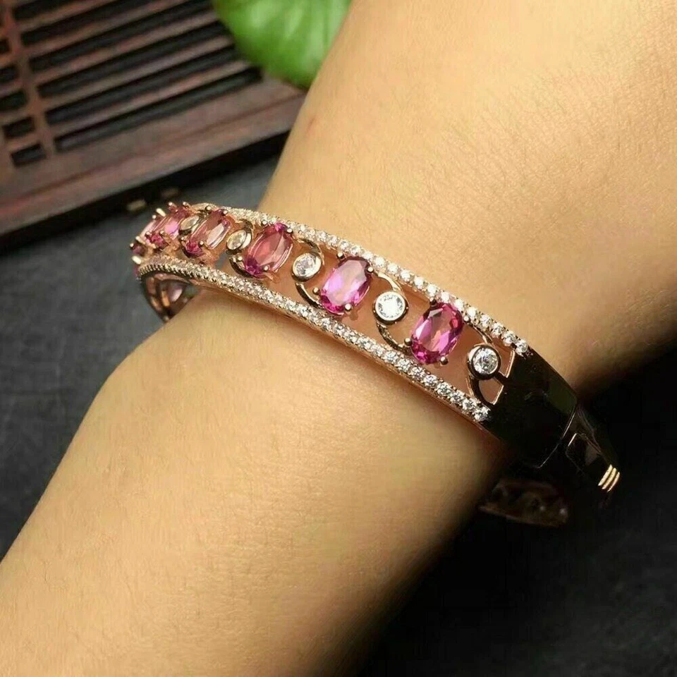 1.50Ct Oval Cut Lab Created sapphire Bangle Bracelet 14k Rose Gold Plated - Image 3 of 4