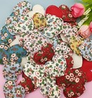 6 Pc Assorted Fabric Heart Appliques Diy Floral Craft Sewing Embellishment