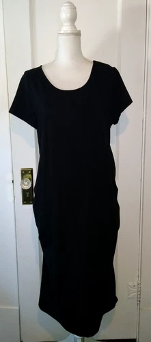 Women's XXL Black Short Sleeve W/Side Ruching Maternity Dress-Isabel Maternity