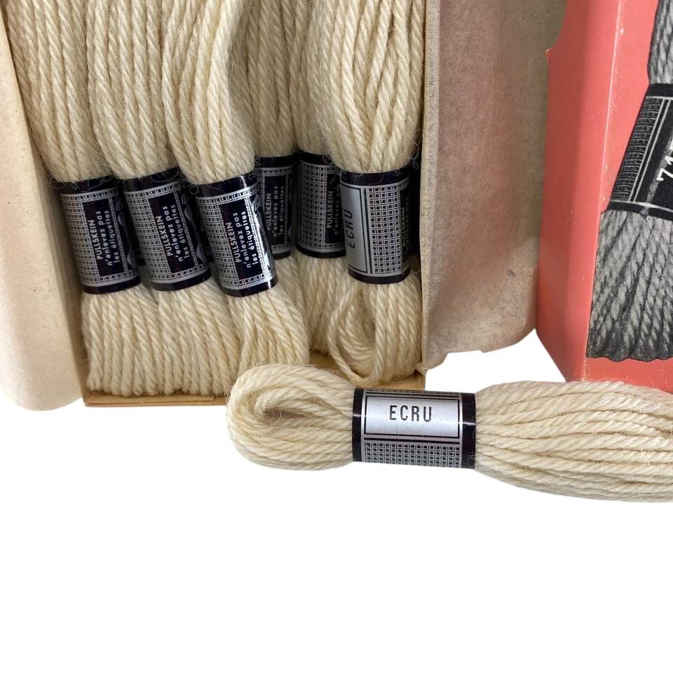DMC Ecru Embroidery Wool 10 Skeins Original Box Laine Tapisserie Vintage New - Image 2 of 4