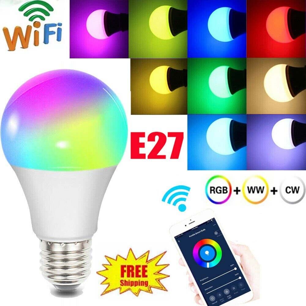 E27 15W WiFi Smart Bulbs RGB LED Lights Remote Voice Timing Control Globe Lamps